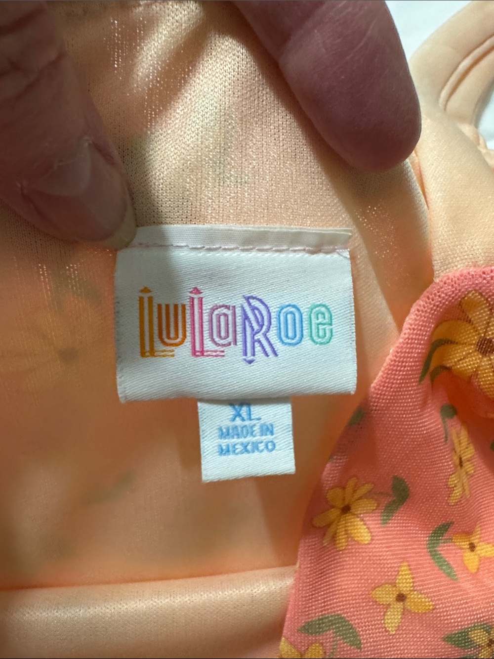 LuLaRoe Peach Floral Camisole with Yellow Flowers, Maya - Picture 2 of 3